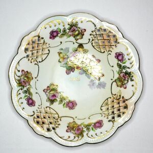 Vintage Limoges Porcelain Bowl with Floral Design and Gold Accents Home Decor